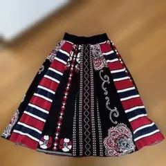 花柄ストライプロングスカート