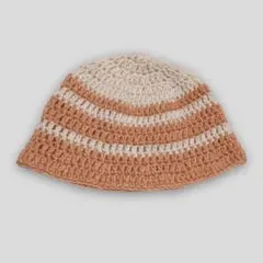 137　バケットハット　手編み　古着　レア　クロシェハット　クラッシャーハット