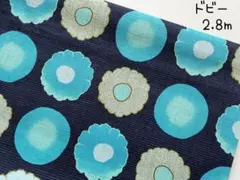 2.8m　コットンこばやし　和柄　花　水玉　ドビー　生地　ネイビー　148