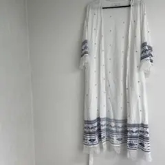 AZUL by moussy ボヘミアン調 五分袖 ガウン カーディガン Mのサムネイル