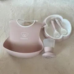 BABYBJÖRN ピンク　エプロンコップお皿スプーンフォークセット　※訳あり