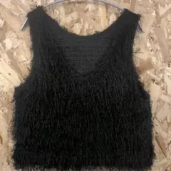 AMERICANHOLIC 黒 ファー風ノースリーブベスト