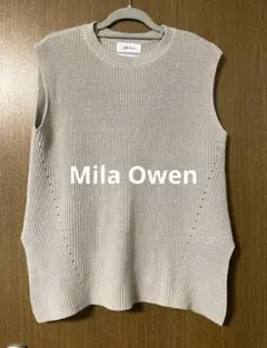Mila Owen リブ編みノースリーブ ニットベスト　ベージュSのサムネイル