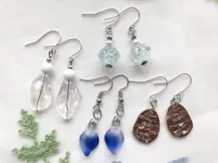 No.390 ブルー シルバー系シンプルピアス まとめ売り お買い得 セール