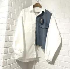 新品 今季 エイミーロウ チュールデニムドッキングシャツ オフホワイト