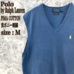 IS194【大人気】ポロラルフローレン刺繍ピマコットン薄手ニットVネックベスト