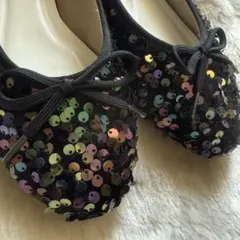 【美品】DIANA ダイアナ フラットシューズ 23.5 ブラック お洒落