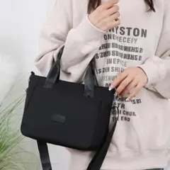 ■Y58■ トートバッグ ショルダーバッグ ブラック 黒 ママバッグ ナイロン