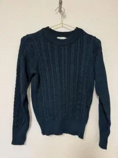 earth music&ecology ケーブルニットセーター S ダークブルー