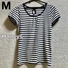 ハニーズ　半袖　トップス　レディース　ネイビー　ボーダー　M Tシャツ