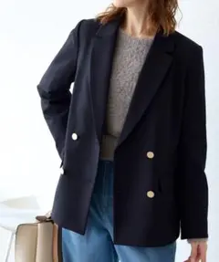 ロペピクニック　ウールライクサージ金ボタンジャケット　ネイビー Mサイズ
