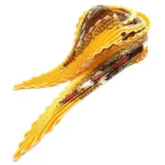 HERMES エルメス プリーツ スカーフ シルク イエロー デコパージュ