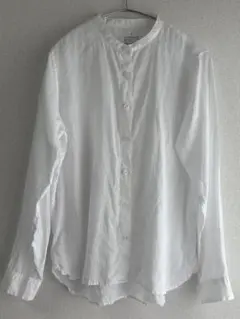 無印良品 スタンドカラーシャツ 長袖 白 麻100% Mのサムネイル
