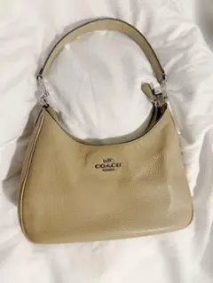 COACH ベージュ レザー ショルダーバッグ