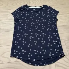 H&M 花柄 半袖Tシャツ ネイビーのサムネイル