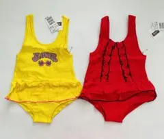 【新品未使用】日本製★110★kidsワンピース水着2枚組★黄&赤★管理4ss