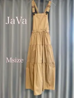 Java美品✨ベージュ ティアードサロペットスカート ジャンパースカート M