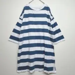 アングリッド　ボーダー　半袖ビッグTシャツ　オーバーサイズ　ゆったり　綿100%のサムネイル