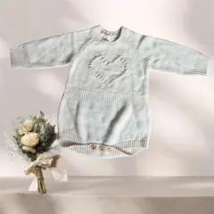 【未使用】ロンパース　80〜90cm ニット　女の子男の子　春服秋服　アイボリー