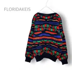 【FLORIDAKEYS】　幾何学模様　ニット　個性的　セーター　派手な関西系