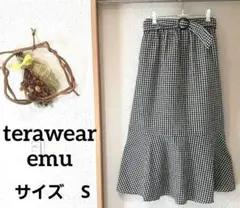 【terawear emu】ギンガムチェックマーメイドスカート　黒×白　Sサイズ
