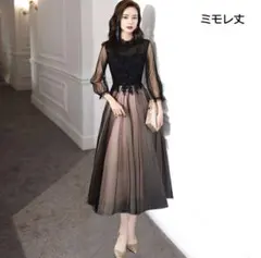 エレガント刺繍入りパーティードレス