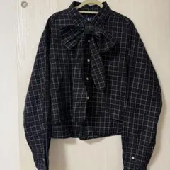 Ralph Lauren 袖リボンデザイン チェックシャツ クロップド丈 - メルカリ