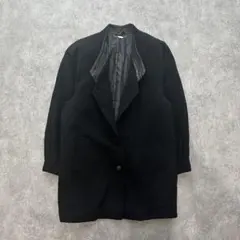 テーラードコート 黒 ウール混 日本製 裏地ベンベルグ