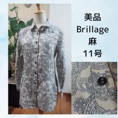 美品　Brillage フランスリネン　ペイズリー柄 シャツ 11号