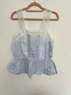 新品未使用　H&M ビスチェ　水色ストライプ