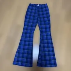 SHEIN 青黒チェック フレアパンツ 11-12Y
