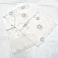 帯揚げ　白　錦糸　金　桜