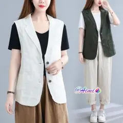 ベスト レディース 夏物新作 大きいサイズ おしゃれ カジュアル アウター 薄手