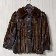 レディース 本革 毛皮 ミンクファー付き ジャケット M