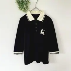 ミルク［F］上品カジュアル◎日本製◎プードル刺繍◎コットン◎バイカラーポロシャツのサムネイル