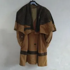 レオパード柄襟付きスエードコート