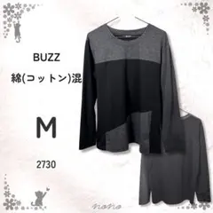 BUZZ バズ バイカラー 切替 長袖 カットソー M 黒 グレー 綿混 メンズ