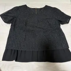 ブラウス　チュール　レース　フリル　ペプラム