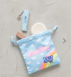 最終値下げ‼️Me% エンジェルブルー キンチャクポーチ　くも　ライトブルー