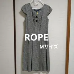 ROPÉ 半袖チェック柄ワンピース 9号　Мサイズ