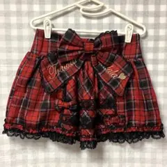 TRALALA 赤 チェック柄 リボン付き スカート