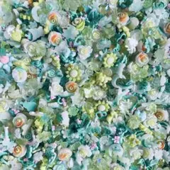 【50個】グリーン素材mix デコパーツ まとめ売り　ネイルパーツ　春ネイル