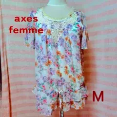 axes femme（着画あり） フラワープリント チュニック M