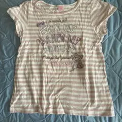 メゾピアノ ストライプ Tシャツ　ピンク
