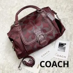 美品 COACH ミニボストン 2way 赤 レッド ヴィンテージ シグネチャー