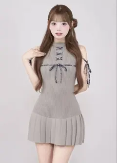 Darich ドッキングレースアップミニワンピース