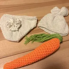 新生児フォト　うさぎ　にんじん　セット　ニューボーンフォト　月齢フォト