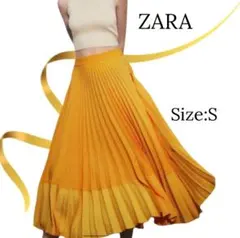 ★タグ付き未使用★ZARA　コントラストプリーツスカート　オレンジ