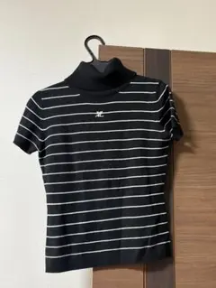 美品courreges ストライプ タートルネック 半袖ニット⚫︎