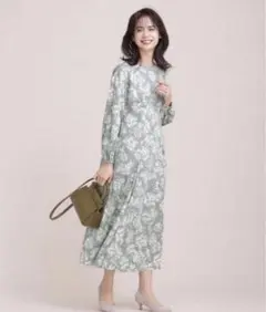 【美品】NANO universe ボタニカルフラワープリントワンピース